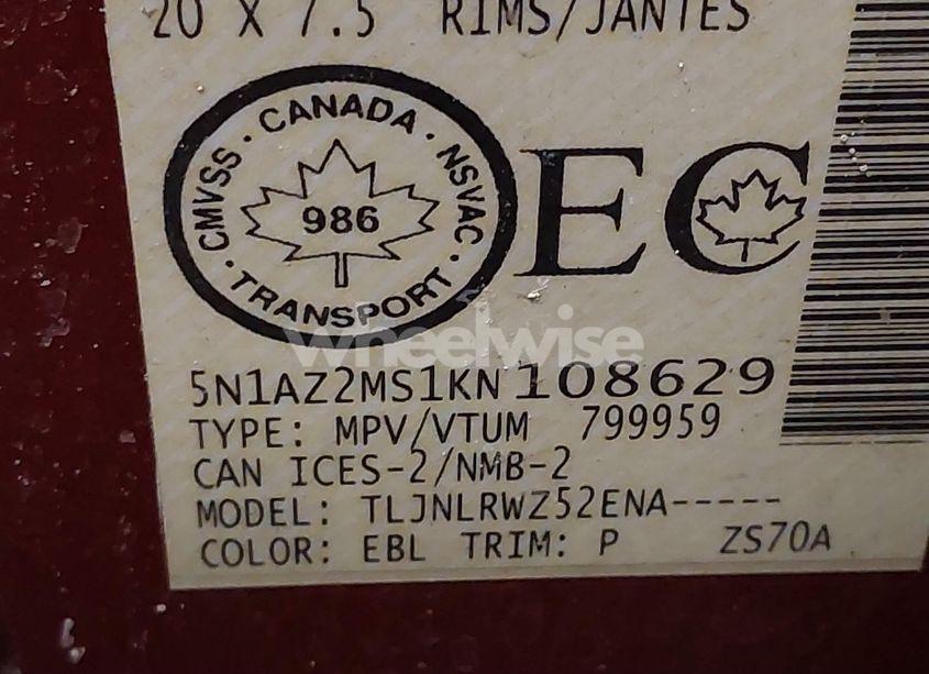 Photo 9 of 2019 Nissan Murano PLATINUM/S/SL/SV (VIN 5N1AZ2MS1KN108629)