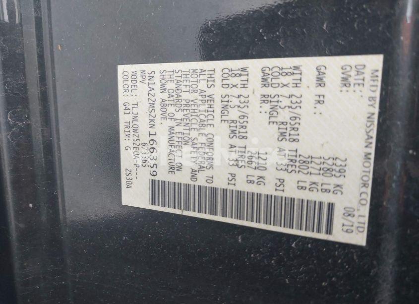 Photo 9 of 2019 Nissan Murano SV (VIN 5N1AZ2MS2KN166359)