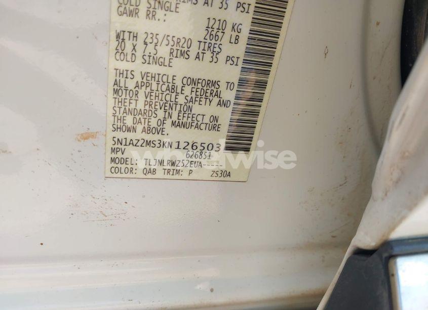 Photo 9 of 2019 Nissan Murano SL (VIN 5N1AZ2MS3KN126503)