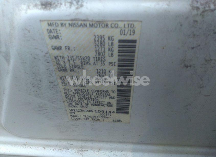 Photo 9 of 2019 Nissan Murano PLATINUM (VIN 5N1AZ2MS4KN109144)