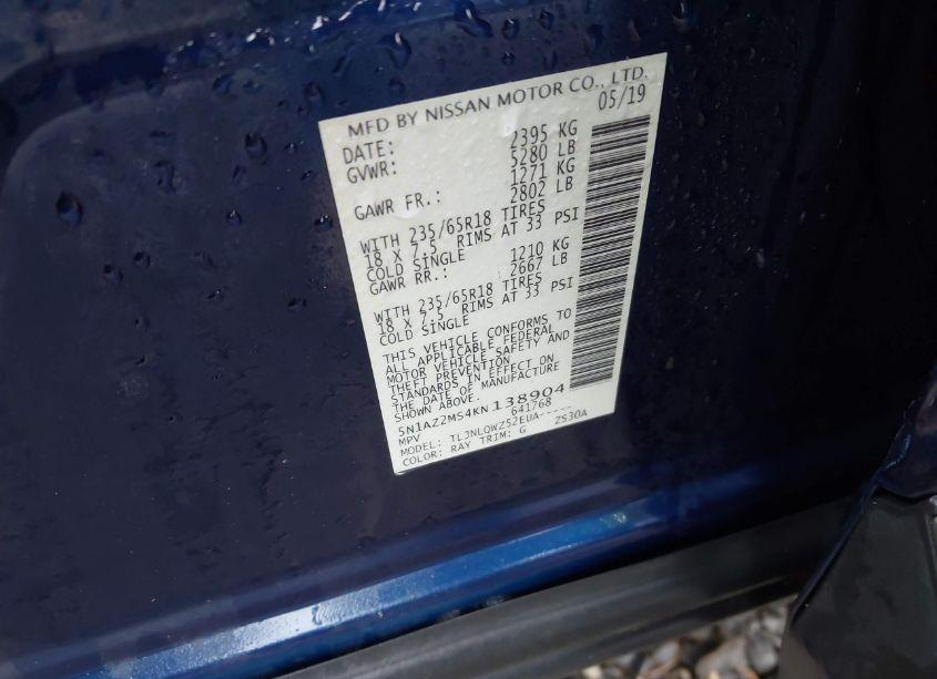 Photo 9 of 2019 Nissan Murano SV (VIN 5N1AZ2MS4KN138904)