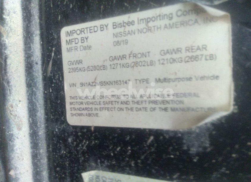 Photo 9 of 2019 Nissan Murano PLATINUM/S/SL/SV (VIN 5N1AZ2MS5KN163147)