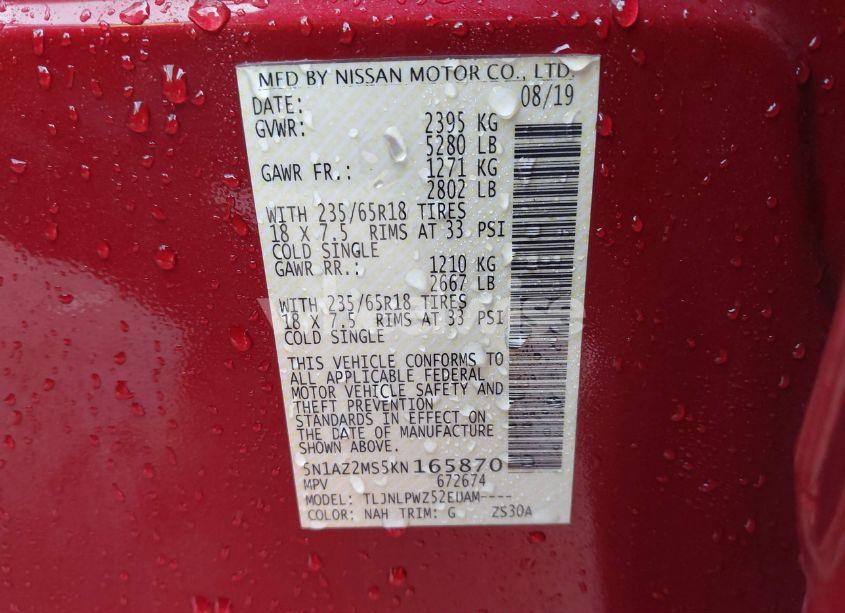 Photo 9 of 2019 Nissan Murano S (VIN 5N1AZ2MS5KN165870)