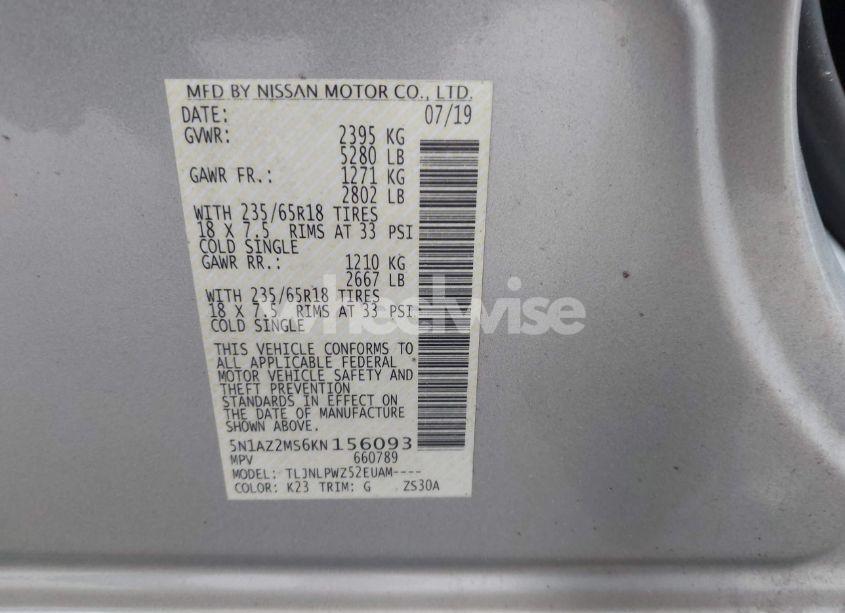 Photo 9 of 2019 Nissan Murano S (VIN 5N1AZ2MS6KN156093)