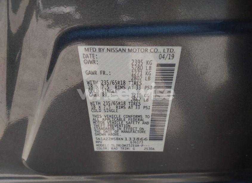 Photo 9 of 2019 Nissan Murano SV (VIN 5N1AZ2MS8KN133866)