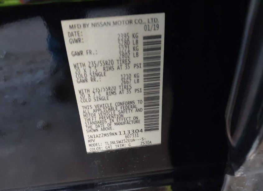 Photo 9 of 2019 Nissan Murano PLATINUM (VIN 5N1AZ2MS9KN113304)