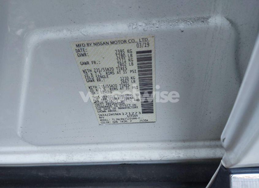 Photo 9 of 2019 Nissan Murano SL (VIN 5N1AZ2MS9KN121273)