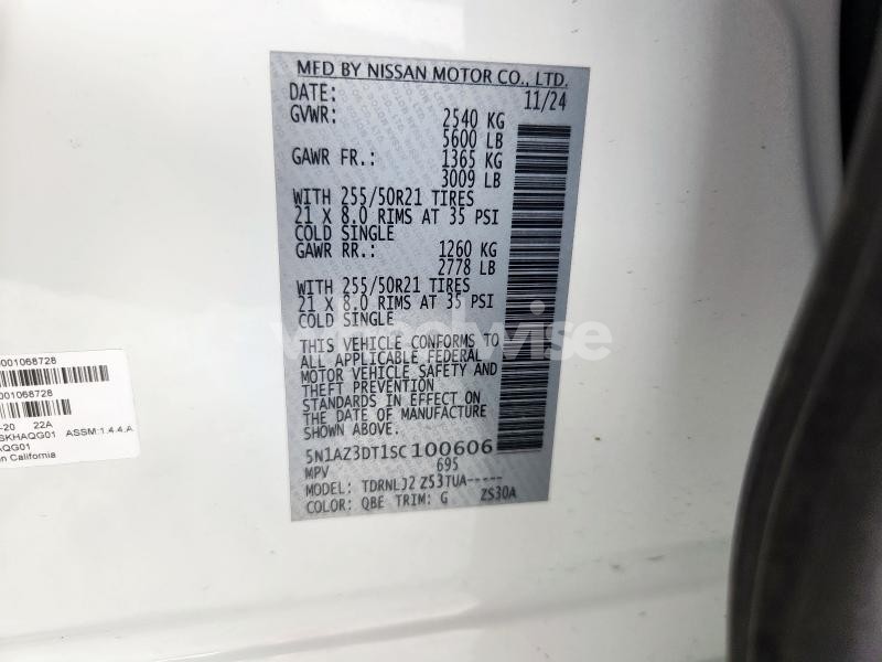 Photo 11 of 2025 NISSAN MURANO PLATINUM (VIN 5N1AZ3DT1SC100606)