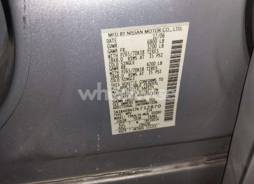 Photo 9 of 2007 Nissan Armada SE (VIN 5N1BA08A17N712870)
