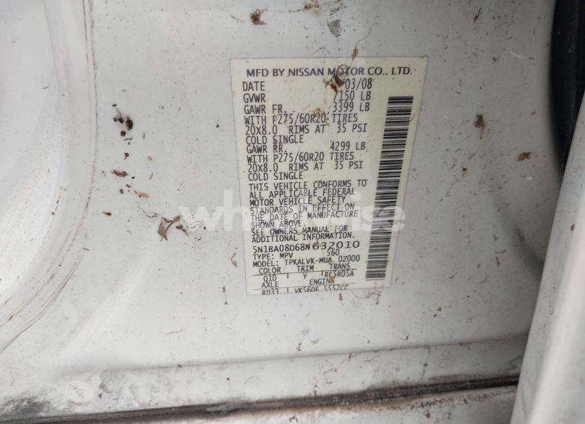 Photo 9 of 2008 Nissan Armada LE (VIN 5N1BA08D68N632010)