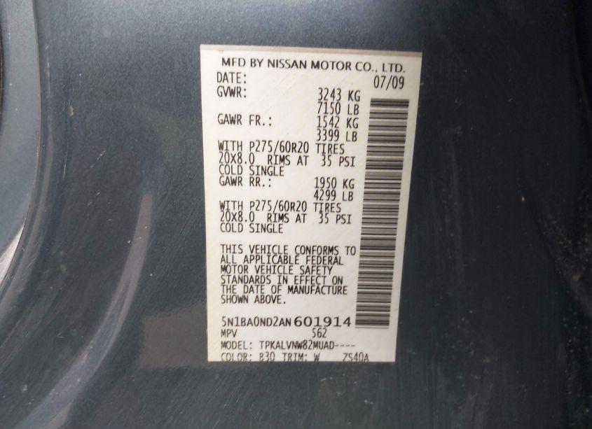 Photo 9 of 2010 Nissan Armada TITANIUM (VIN 5N1BA0ND2AN601914)