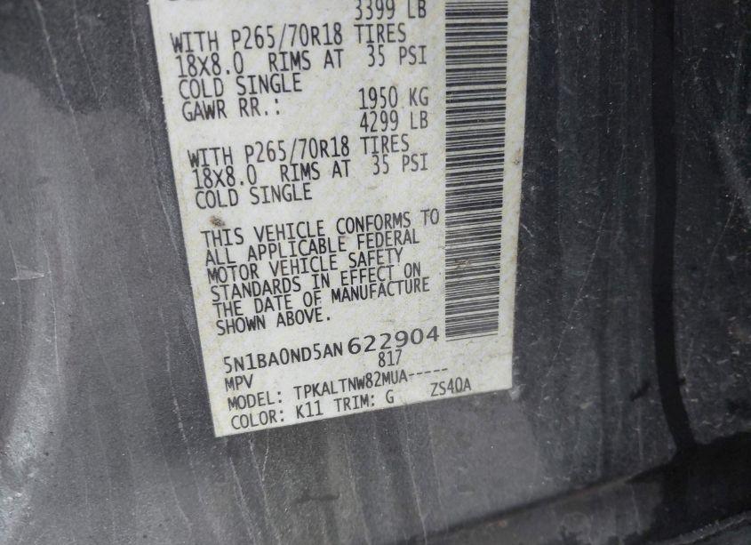 Photo 9 of 2010 Nissan Armada SE (VIN 5N1BA0ND5AN622904)