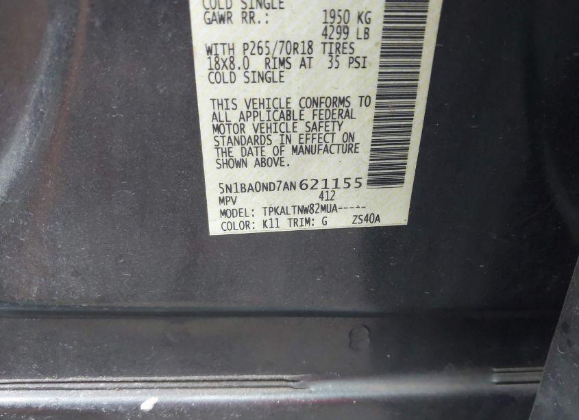 Photo 9 of 2010 Nissan Armada SE (VIN 5N1BA0ND7AN621155)