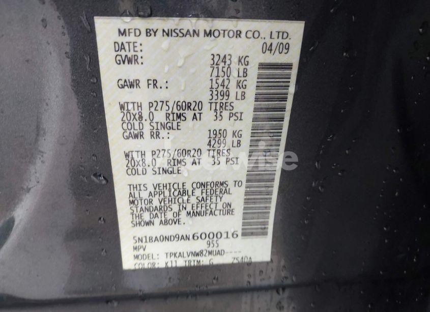 Photo 9 of 2010 Nissan Armada TITANIUM (VIN 5N1BA0ND9AN600016)