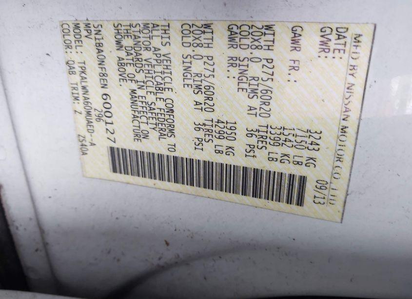 Photo 9 of 2014 Nissan Armada PLATINUM (VIN 5N1BA0NF8EN600127)