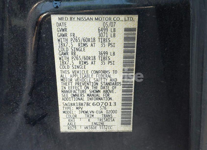 Photo 9 of 2008 Nissan Pathfinder LE V8 (VIN 5N1BR18B78C607013)