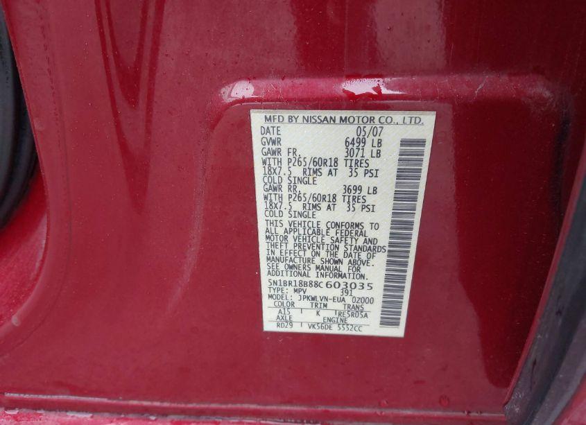 Photo 9 of 2008 Nissan Pathfinder LE V8 (VIN 5N1BR18B88C603035)