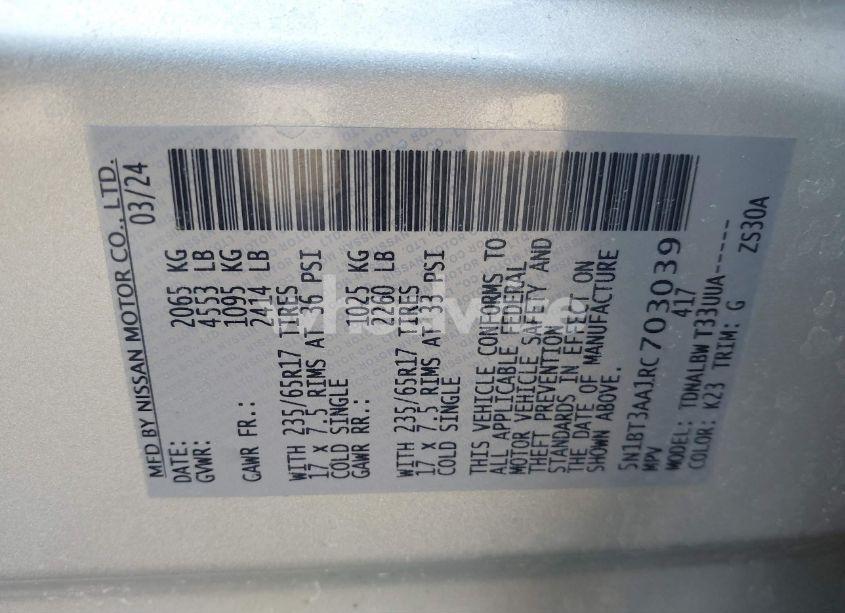 Photo 9 of 2024 Nissan Rogue S FWD (VIN 5N1BT3AA1RC703039)