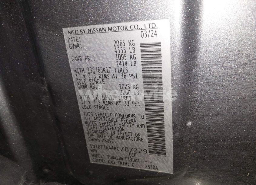 Photo 9 of 2024 Nissan Rogue S FWD (VIN 5N1BT3AA4RC707229)