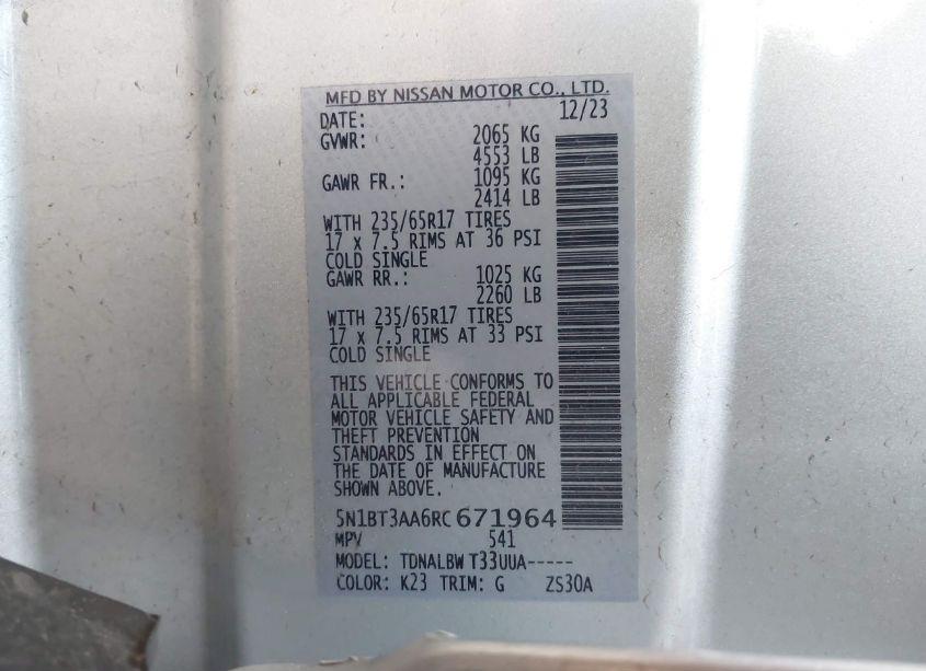 Photo 9 of 2024 Nissan Rogue S FWD (VIN 5N1BT3AA6RC671964)