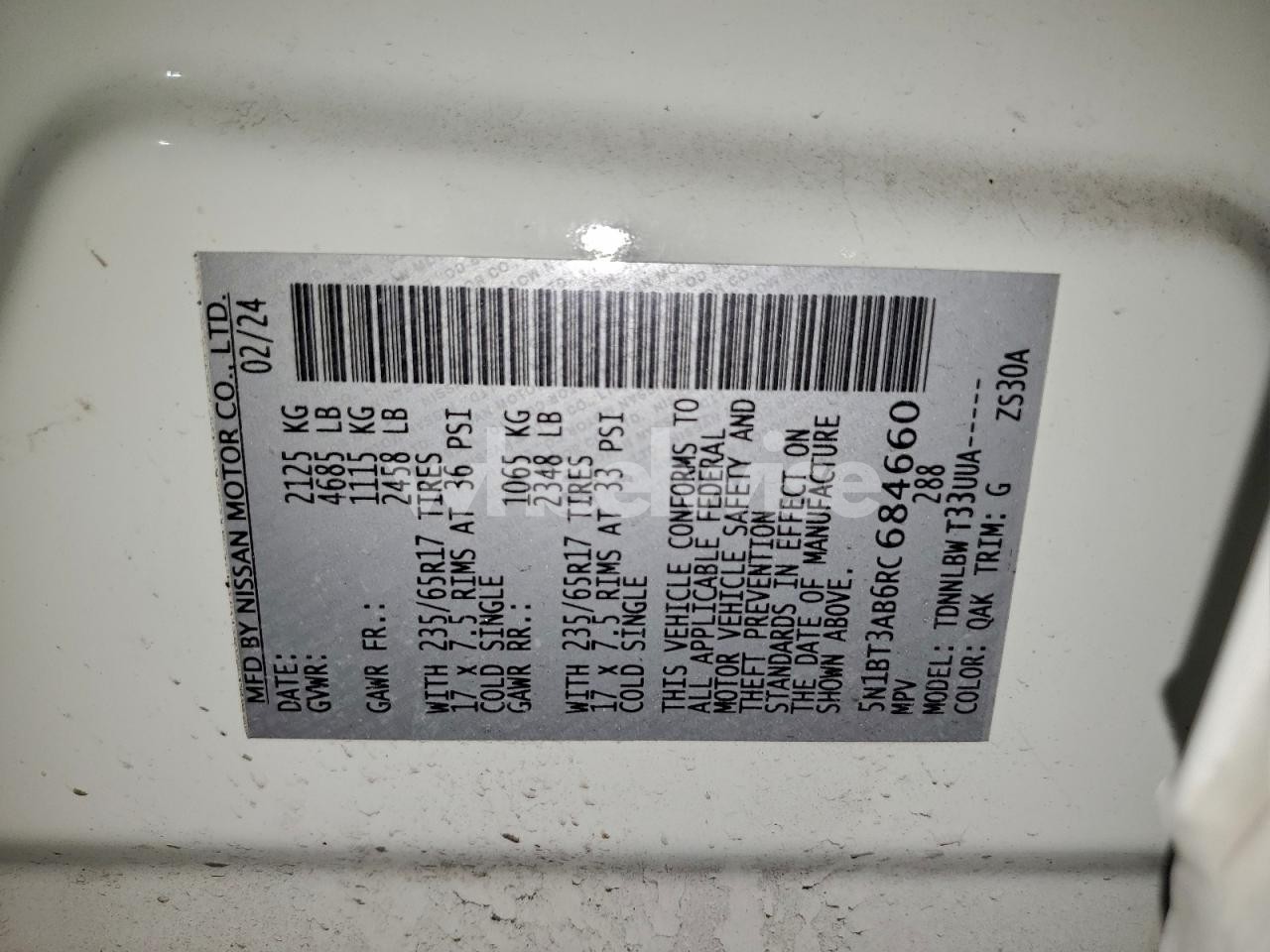 Photo 13 of 2024 NISSAN ROGUE S (VIN 5N1BT3AB6RC684660)