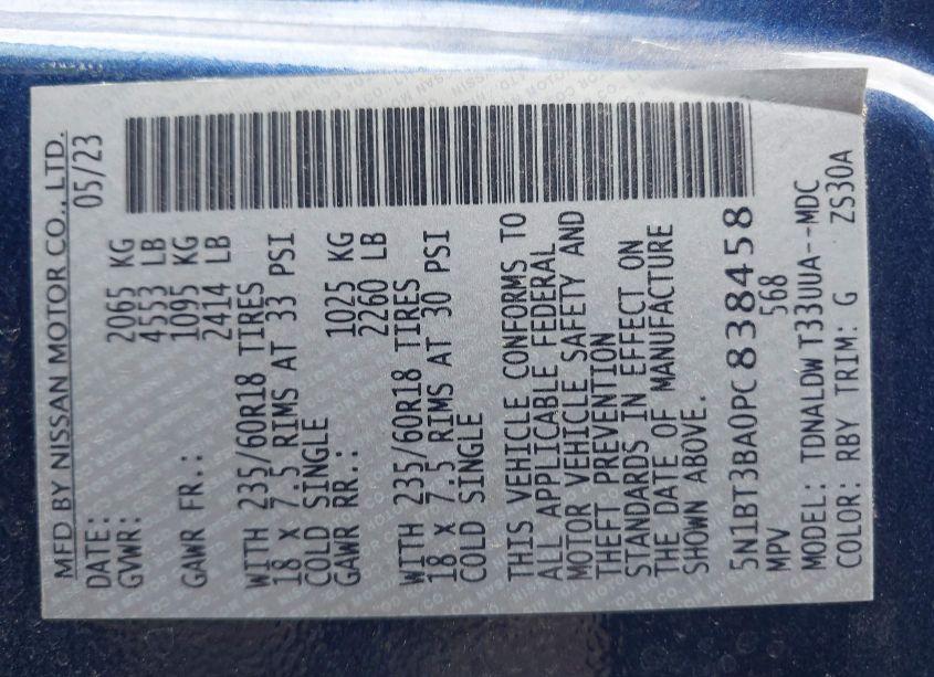 Photo 9 of 2023 Nissan Rogue SV FWD (VIN 5N1BT3BA0PC838458)