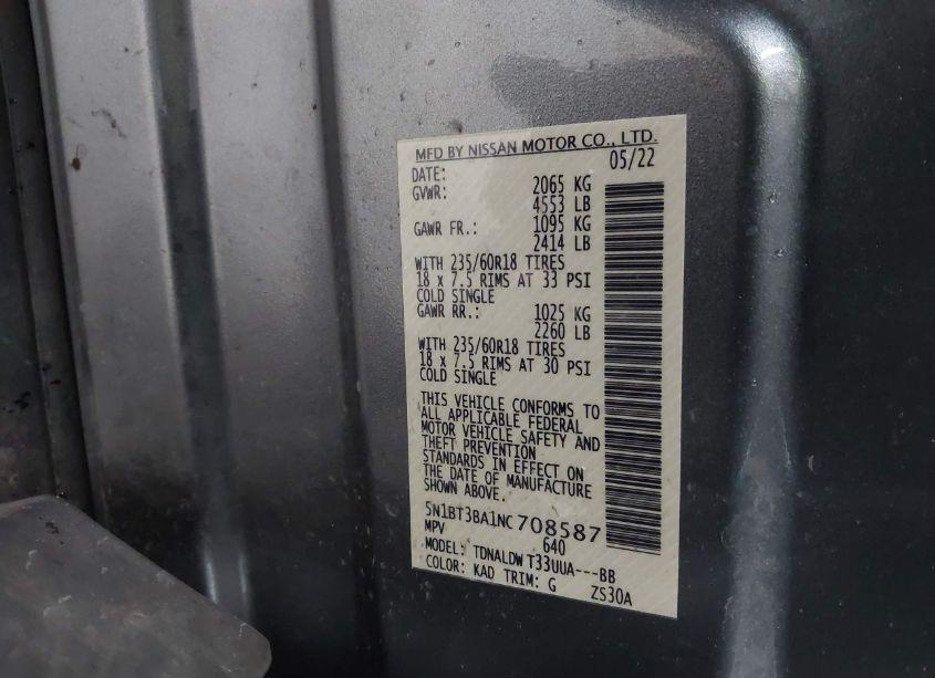 Photo 9 of 2022 Nissan Rogue SV FWD (VIN 5N1BT3BA1NC708587)