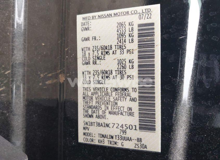 Photo 9 of 2022 Nissan Rogue SV FWD (VIN 5N1BT3BA1NC724501)