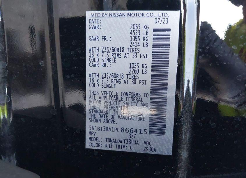 Photo 9 of 2023 Nissan Rogue SV FWD (VIN 5N1BT3BA1PC866415)