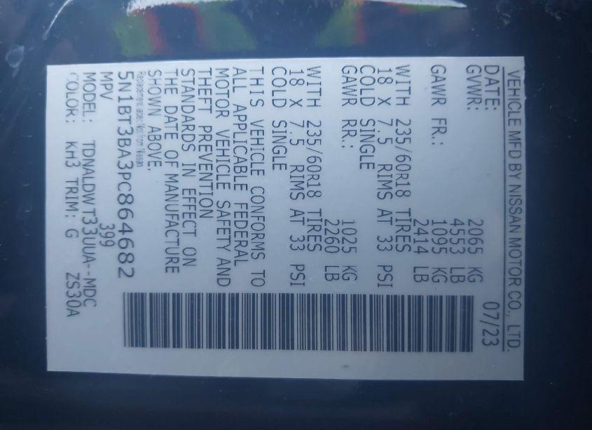 Photo 9 of 2023 Nissan Rogue SV FWD (VIN 5N1BT3BA3PC864682)