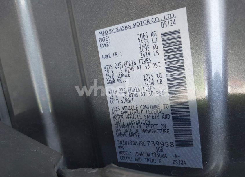 Photo 9 of 2024 Nissan Rogue SV FWD (VIN 5N1BT3BA3RC739958)