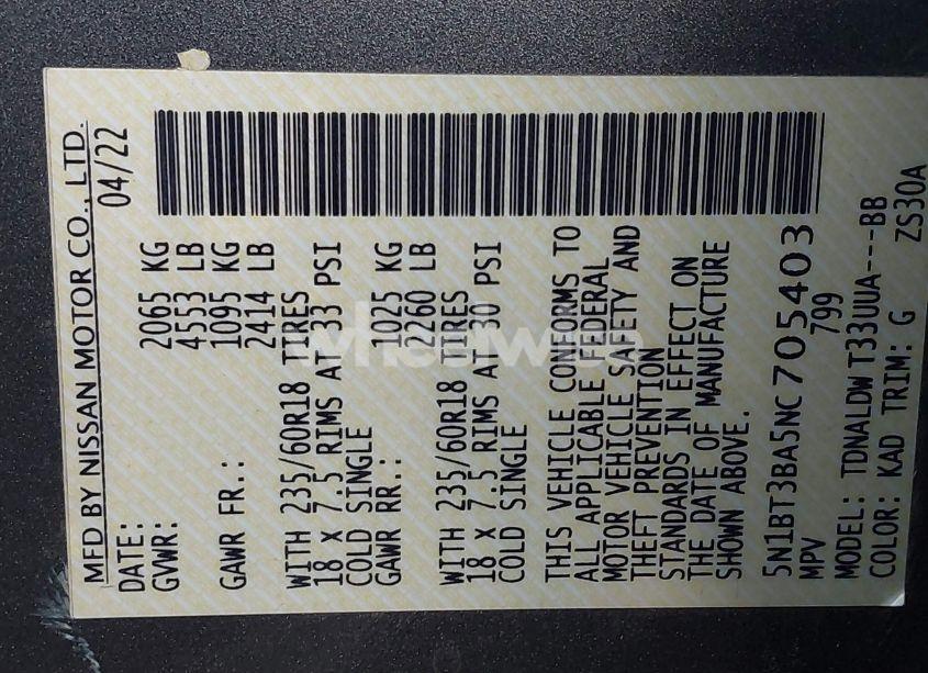 Photo 9 of 2022 Nissan Rogue SV FWD (VIN 5N1BT3BA5NC705403)