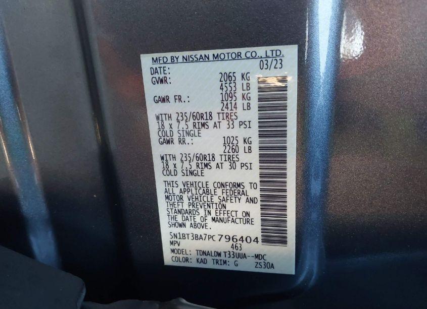 Photo 9 of 2023 Nissan Rogue SV FWD (VIN 5N1BT3BA7PC796404)