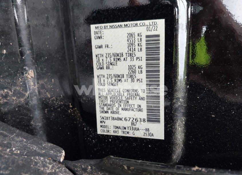 Photo 9 of 2022 Nissan Rogue SV FWD (VIN 5N1BT3BA8NC672638)