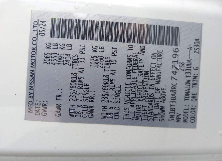 Photo 9 of 2024 Nissan Rogue SV FWD (VIN 5N1BT3BA8RC747196)