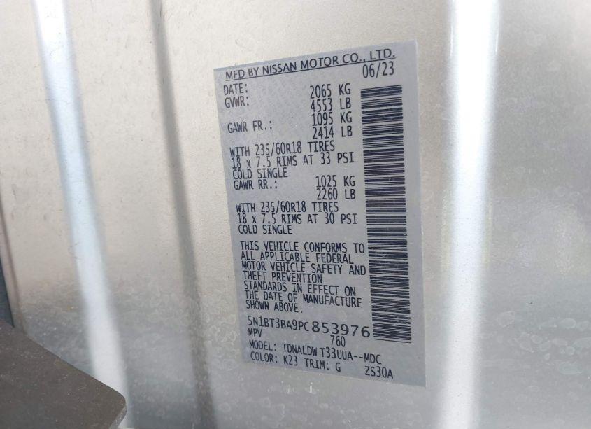 Photo 9 of 2023 Nissan Rogue SV FWD (VIN 5N1BT3BA9PC853976)