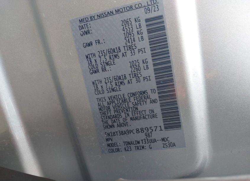 Photo 9 of 2023 Nissan Rogue SV FWD (VIN 5N1BT3BA9PC889571)