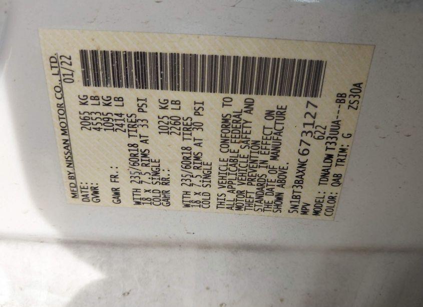 Photo 9 of 2022 Nissan Rogue SV FWD (VIN 5N1BT3BAXNC673127)