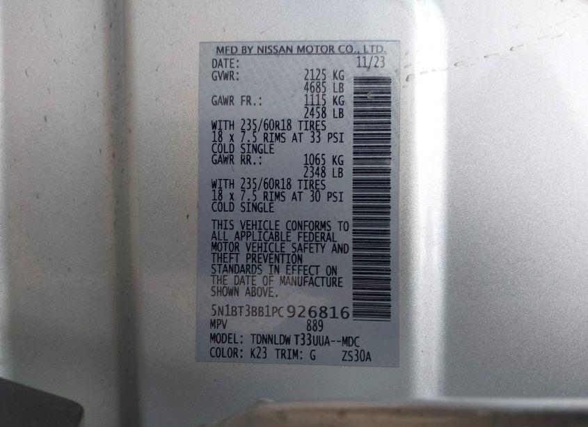 Photo 9 of 2023 Nissan Rogue SV INTELLIGENT AWD (VIN 5N1BT3BB1PC926816)