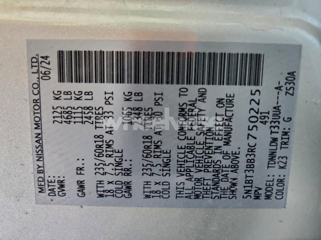 Photo 14 of 2024 NISSAN ROGUE SV (VIN 5N1BT3BB3RC750225)