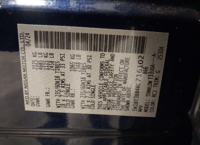 Photo 9 of 2024 Nissan Rogue SV INTELLIGENT AWD (VIN 5N1BT3BB4RC716102)