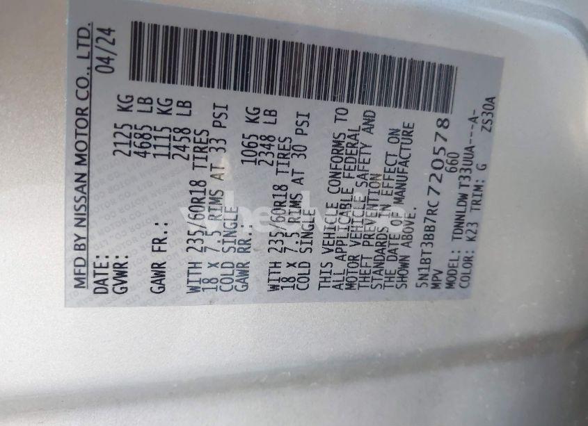 Photo 9 of 2024 Nissan Rogue SV INTELLIGENT AWD (VIN 5N1BT3BB7RC720578)