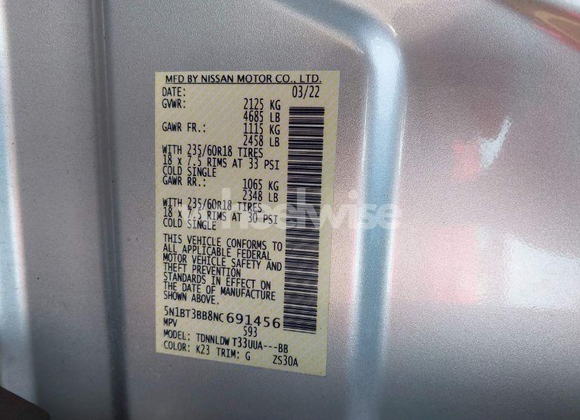 Photo 9 of 2022 Nissan Rogue SV INTELLIGENT AWD (VIN 5N1BT3BB8NC691456)