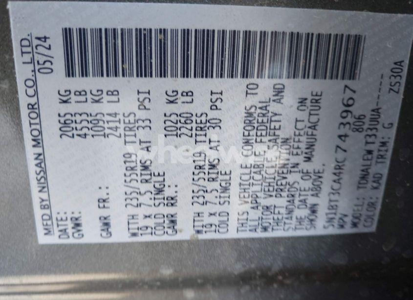 Photo 9 of 2024 Nissan Rogue SL FWD (VIN 5N1BT3CA4RC743967)