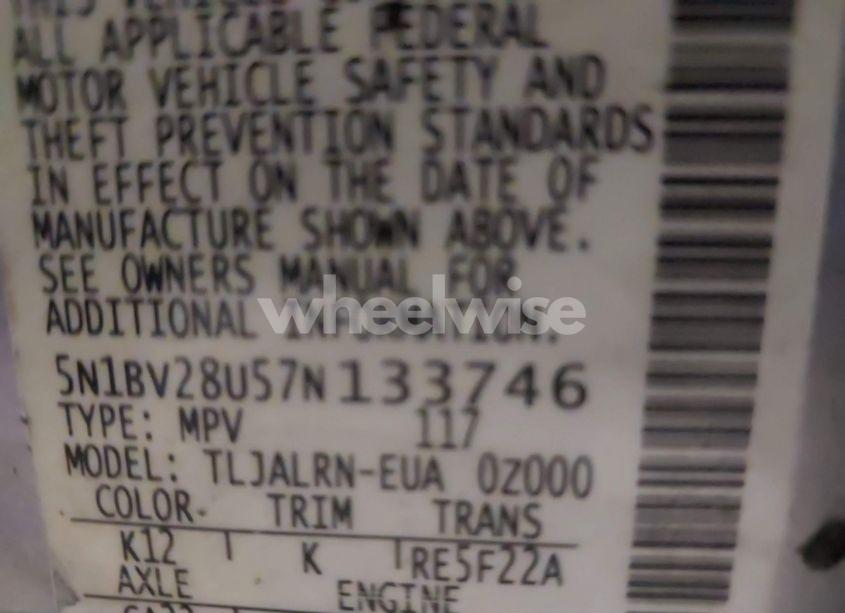 Photo 9 of 2007 Nissan Quest 3.5 (VIN 5N1BV28U57N133746)