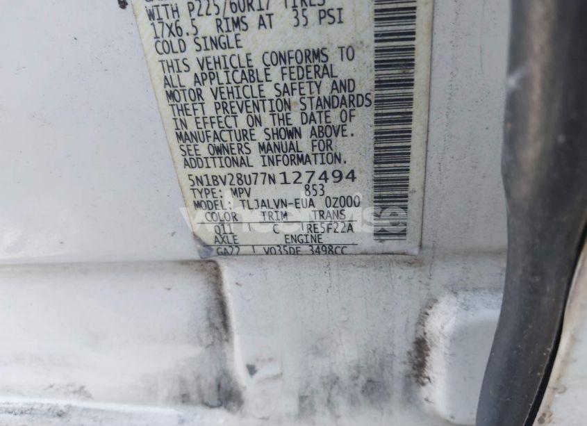 Photo 9 of 2007 Nissan Quest 3.5 SE (VIN 5N1BV28U77N127494)