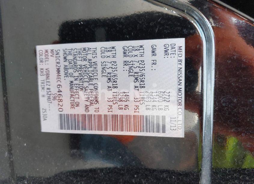 Photo 9 of 2014 Nissan Pathfinder HYBRID SV (VIN 5N1CR2MM4EC646820)