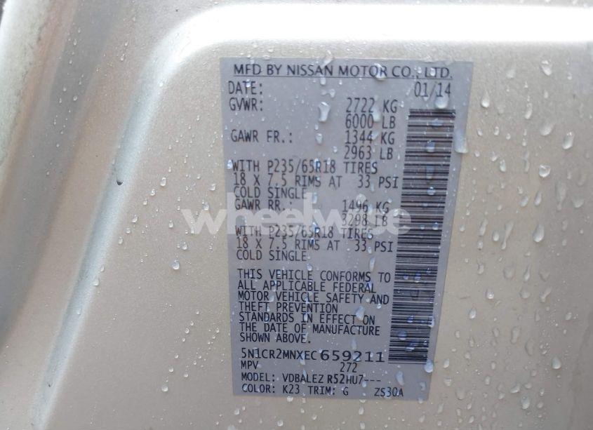 Photo 9 of 2014 Nissan Pathfinder HYBRID SV (VIN 5N1CR2MNXEC659211)