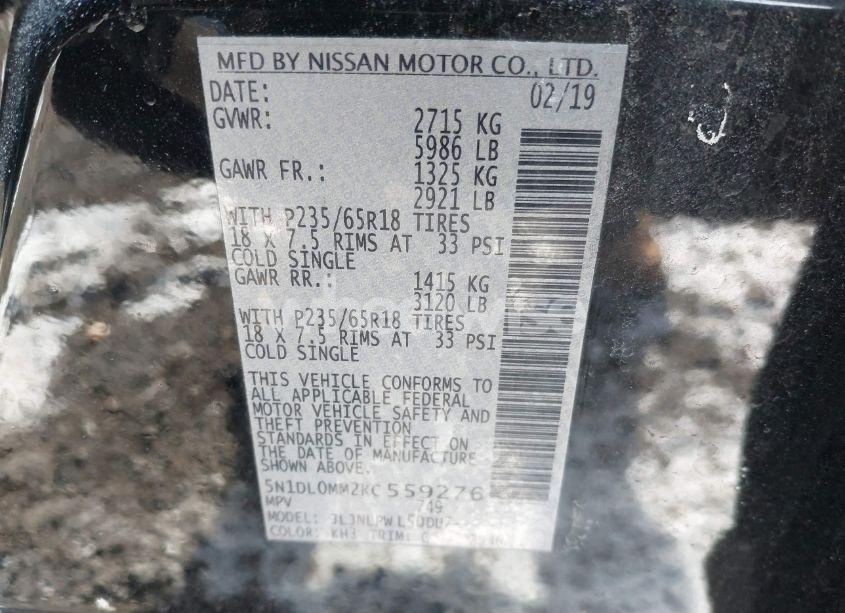 Photo 9 of 2019 Infiniti Qx60 PURE (VIN 5N1DL0MM2KC559276)