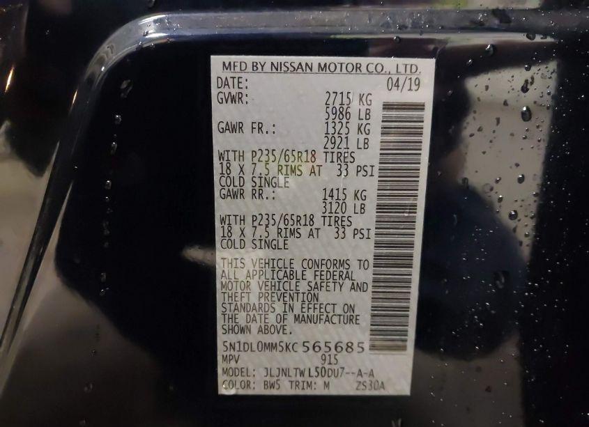 Photo 9 of 2019 Infiniti Qx60 LUXE (VIN 5N1DL0MM5KC565685)